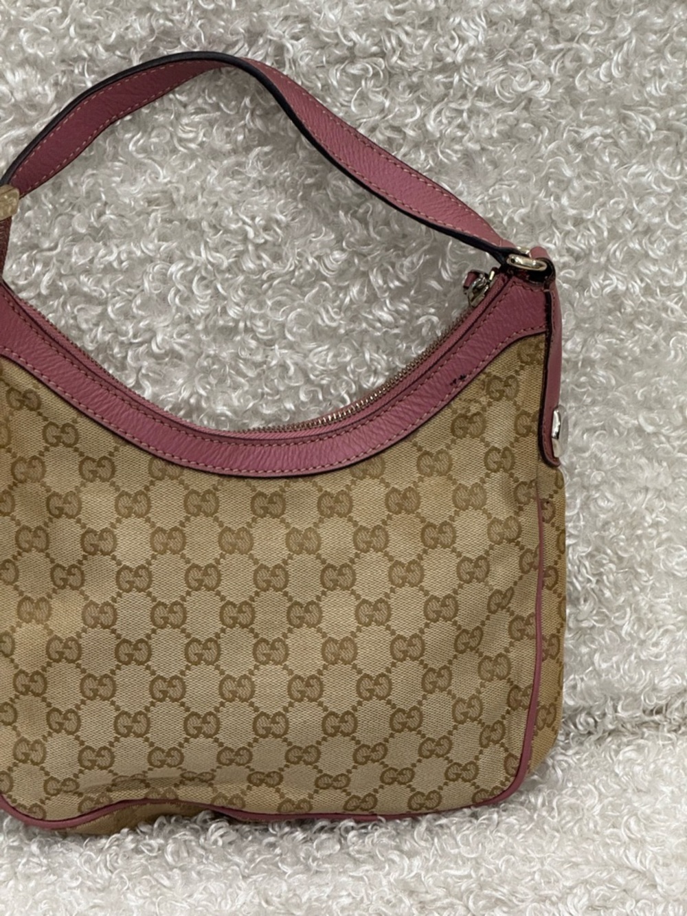 Gucci Beige/Pink GG Canvas and Leather Hobo - Picture 4 of 16